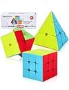 ROXENDA Speed Cube Set, Cube de Vitesse 2X2 3X3 Pyramide Stickerless Cube Magique