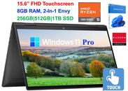 2024 HP Envy Laptop 2-in-1 15.6" FHD Touch Ryzen 5 8GB Upto 2TB SSD Win 11 Pro
