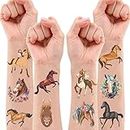 Horse Temporary Tattoos 124 Pcs (8 Sheets) Horse Tattoos for Kids Birthday Party Supplies Favors Tattoos Stickers Super Cute Gifts Party Decorations Girls Boys Classroom School Prizes Themed