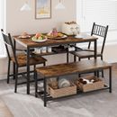 Dining Table Set for 4, Kitchen Table and Chairs for 4 with Storage Bench, Recta