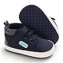 Meckior Infant Baby Boys Girls High Top Ankle Sneakers Toddler Non Slip Soft Sole Walking Shoes Newborn PU Leather Casual Moccasins Prewalkers Crib Shoe First Walkers Shoes 3-6 Months