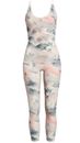 Fourlaps Elevate Womens L Pink Clouds Allover Print Strappy Unitard Gym Workout