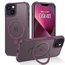 GaoBao iPhone 13 Case, iPhone 14 Case, Slim Fit Magnetic Case Compatible with MagSafe, Invisible Ring Kickstand Holder Military Grade Hard Protective Phone Cover Cases for iPhone 13/14 6.1", Wine Red