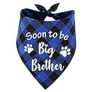 MaySunset Soon to Be Big Brother Blue Plaid Dog Bandana, sciarpa per cani che rivelano il genere, regalo per gli amanti dei cani