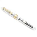 BUZZ COOL White Transparent Plastic Body Golden Clip Fountain Ink Pen Fine Nib With Refill Ink Convertor