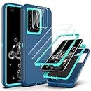 YmhxcY Galaxy S20 Ultra Case with [2 Pack] Flexible TPU Film and [2 Pack] Camera Lens Screen Protective Film,3-in-1 Heavy Shockproof Cover for Samsung Galaxy S20 Ultra 5G 6.9"-Blue and Turquoise