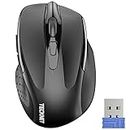 TECKNET Wireless Mouse, 2.4G Ergonomic Optical Mouse, Computer Mouse for Laptop, PC, Computer, Chromebook, Notebook, 6 Buttons, 24 Months Battery Life, 2600 DPI, 5 Adjustment Levels (Black)