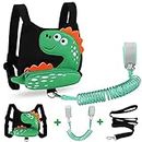 3 in 1 Toddler Harness Leashes + Anti Lost Wrist Link Set for Mon, Accmor Cute Dinosaur Harness Leash, Child Walking Wristband Assistant Strap Belt for Parent Kids Outdoor Activity (Black)