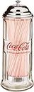 Tablecraft Coca-Cola Glass Straw Dispenser with Metal Lid, Small