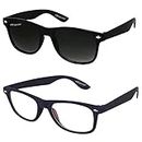 ELEGANTE Black and Transparent Wayferer sunglasses for Men - Pack of 2