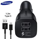 SAMSUNG Fast Car Charger + Type-C Cable For Galaxy S9 DUAL PORT-100% Genuine
