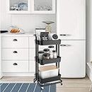 EMNDR 3-Tier Kitchen Storage Trolley Rack with Caster Wheels Rolling Cart Metal Utility Space Saving Home Storage Organizer Racks and Self with Wheel(Black)