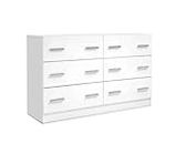 Artiss Chest of Drawers 6 Drawer White Tallboy, Dresser Clothes Storage Cabinet Organizer Lowboy Bedside Table Bedroom Furniture Home Living Room Hallway Entryway