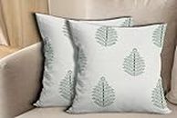 Decor Dream Scapes Decorative Handblock Printed Cotton Cushion Covers for Living Room Couch Sofa - Set of 2 Pieces - 18X18 Inches, Green