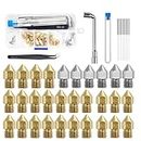 3D Printer Nozzle Kit, Stainless Steel Brass Hot End Nozzles, Sizes 0.2 0.4 0.6 mm Nozzle Kit for Ender 3 V2 / Ender 3 / Ender 3 Pro/Ender 3 Max/Ender 5 Pro/Ender 3 S1 / Ender 3 Neo/CR 10 Series