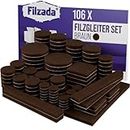 Filzada® Filzgleiter Selbstklebend Set 106 Stück (Eckig und Rund) - Braun - Profi Möbelgleiter Filz Mit Idealer Klebkraft