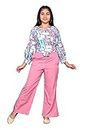 Mabish Girl's Polycotton Casual Nightout/Kids Jumpsuit Maxi Dresses Top Pant 2 Piece Clothing Set_Pink (12-13 Yr)