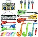 Pulchra Inflatable Instruments Set 22Pcs, Inflatable Guitar for Kids, Fun Musical Instruments Accessories Inflatable Props for Birthday Party Favors Decoration Photo Booth, with Air Pump