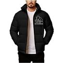 ZOLO GIFTS Custom Photo Down Jackets for Men Women, Lightweight Windproof Winter Coat with Black Pocket Hooded Puffer Jacket