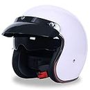 Open Face Motorcycle Helmet DOT Approved Half Casco Fit Men Women ATV Moped Scooter (X-Large, White)