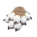 Furryvalley Fursuit Pfoten Handschuhe Kostüm Pelzigen Teilweise Cosplay Löwe Bär Requisiten für Kinder Erwachsene(Braun)