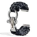Savior Survival Gear Paracord 20mm Watch Band with Quick Release - Men & Women - Strap Compatible with Samsung Galaxy Watch5, Watch4, & various other smart watches (Black w/Gray Clasp, 20mm - Large)