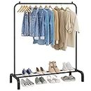 UDEAR Clothing Rack Portable Single Rod Garment Rack Multi-Functional Hanger for Bedroom,Black