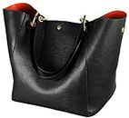 SQLP Work Tote Bags for Women's Leather Purse and handbags ladies Waterproof Shoulder commuter Bag Black