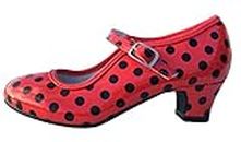 La Senorita Spanische Flamenco Schuhe - Rot Schwarz - Größe 37 - Innenmaß 23,5 cm