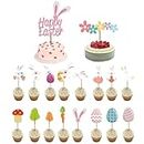 18Pcs Happy Easter Cake Topper Decoration Set Glitter Cute Rabbit Carrot Egg Cake Toppers for Home, Office, School Decor Photo Props Party Supplies