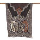 'Hand-Embroidered Wool Shawl with Warm-Toned Paisley Details'
