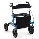 Costway Height Adjustable Rollator Walker Foldable Rolling Walker with Seat for Seniors-Blue