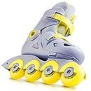 Adjustable Inline Skates for Kids,5 Speed Adjustable Dual Brake Designed for Outdoor Indoor Roller Skates for Boys, Girls,Beginners,Inline Skates Unisex,Yellow,Large(4.5 to 8)