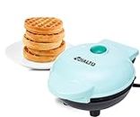 JIALTO Mini Waffle Maker 4 Inch- 350 Watts: Stainless Steel Non-stick Electric Waffle Maker Machine For Individual Belgian Waffles, Pan Cakes, Paninis Or Other Snacks Home Appliances(Aqua Blue)