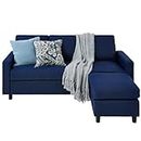 Best Choice Products Upholstered Sectional Sofa for Home, Apartment, Dorm, Bonus Room, Compact Spaces w/Chaise Lounge, 3-Seat, L-Shape Design, Reversible Ottoman Bench, 680lb Capacity - Dark Blue