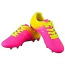 Vizari Liga FG Soccer Shoes for Kids, Firm Ground Outdoor Soccer Shoes for Kids, Pink/Yellow, 9 Toddler