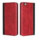 Cavor for iPhone 6 Plus Case,iPhone 6S Plus Case,Premium Leather Folio Flip Wallet Case Cover Magnetic Closure Book Design with Kickstand Feature & Card Slots(5.5")-Red