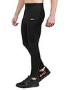 WMX Compression Tights Plain for Mens, Gym, Fitness,Cycling,Running,Workout,Sportswear,Training,Yoga,Pants Full Length Football,Tennis (L, Black)
