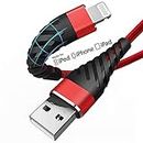 [MFi Certified] iPhone Charger Cable 2m, 2 Pack-Lightning Cable 6ft Extra Long 6 Feet Nylon USB Charging&Syncing Cord for Apple iPhone 11/11Pro/11Max/X/XS/XR/XS Max/8/7/6/5S… (2m, Red)