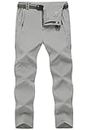 TBMPOY Men's Lightweight Hiking Pants Quick Dry Mountain Fishing Camping Travel Outdoor Pants Thin Light Gray L