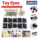 100x Teddy Plush Doll Black Plastic Safety Eyes DIY Toy Crafts Kit 6-12mm NEW AU