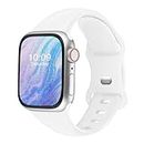 CREFORT Sport Bands Compatible with Apple Watch Band 38mm 40mm 41mm 42mm 44mm 45mm 49mm 49mm Women Men, Soft Silicone Strap Bands for iWatch Wristband Series SE 9 8 7 6 5 4 3 2 1 Small Large White