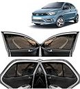 Aakirti Automotive Car Side Window Curtain Sun Shades Magnetic for Tata Tiago EV (2023 Onwards), Zips in Front Window with Rear Windshield, Cotton Mesh, Complete Set of 5 Piece