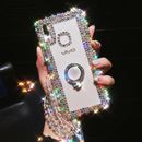 Women Gems Glitter Diamonds Bling Rhinestones Back Phone Case with Ring Holder