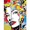 Teen Girl Comic Book Style Vibrant Patterns Abstract Triptych Portrait Bedroom Art Print Canvas Premium Wall Decor Poster Mural