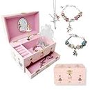 LIV&LOVE Music Jewellery Box with Necklace Pendant and Charm Bracelet Set|Jewllery Musical Box| Music Box for Girls|Dancing Ballerina Box| Music Box Ballerina (Pink Ballet Box + Ballerina Doll)