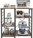 SDHYL Coffee Bar, 35 inch Bakers Rack Microwave Stand with 4 Storage Shelves, Kitchen Shelves Organizers Bakers Racks, Microwave Table Coffee Station Table for Home Kitchen Bathroom, Brown
