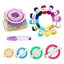 Weaving Loom Kit, 8pcs Frame Looms with 12 Colors Yarn(120g), Knitting Wool, Round/Square Knitting Looms Craft Kit Multi Color +Scissors + 4 pom pom Maker(Instructions Included)