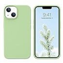 DUEDUE iPhone 13 Case,Liquid Silicone Soft Gel Rubber Slim Cover with Microfiber Cloth Lining Cushion Shockproof Full Body Protective Case for iPhone 13 6.1" 2021,Matcha Green