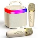 JYX Karaoke Maschine für Kinder & Erwachsene, Mini Karaoke Anlage mit 2 Mikrofonen, Bluetooth Karaoke Lautsprecher für Heimparty, Geschenk für Brithday, Weihnachten, Spielzeug für Mädchen und Jungen